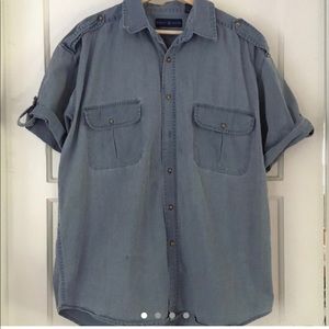 short sleeved denim-colored button down